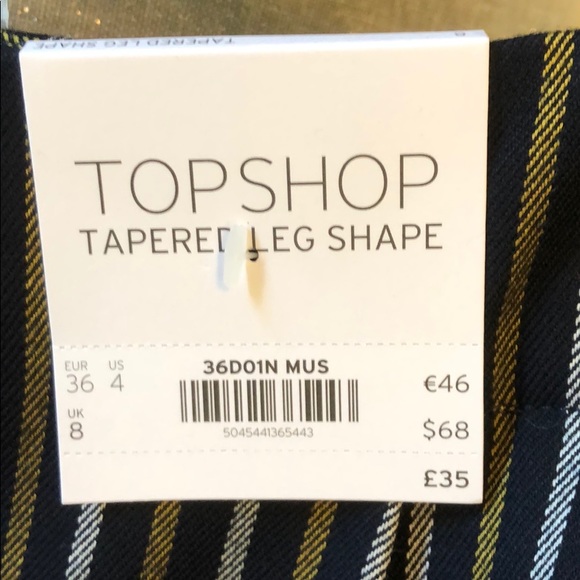 NWT Topshop High rise, pleats, striped pant - Picture 3 of 6